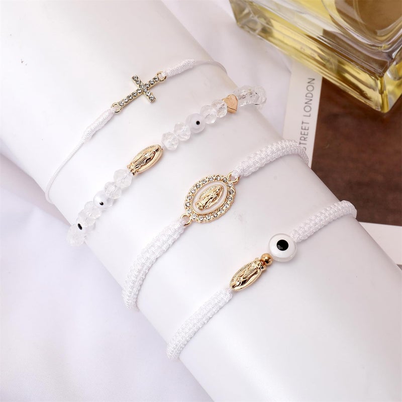 Bovemee Pink String Evil Eye 7 Knot Lucky Bracelets Mexican Braclets Red Braided Black Rope San Judas Bracelet Virgin Mary Amulet Gift for Women Men - Image 4